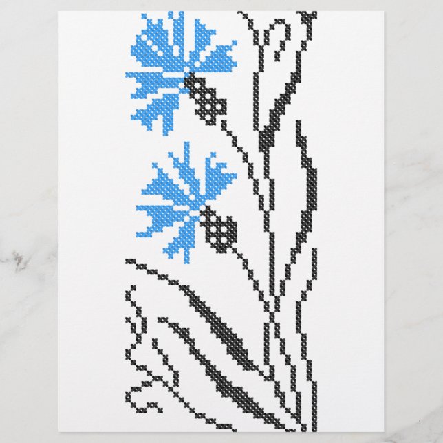 Blå kornblomma, kor-stygn reklamblad (Framsidan)