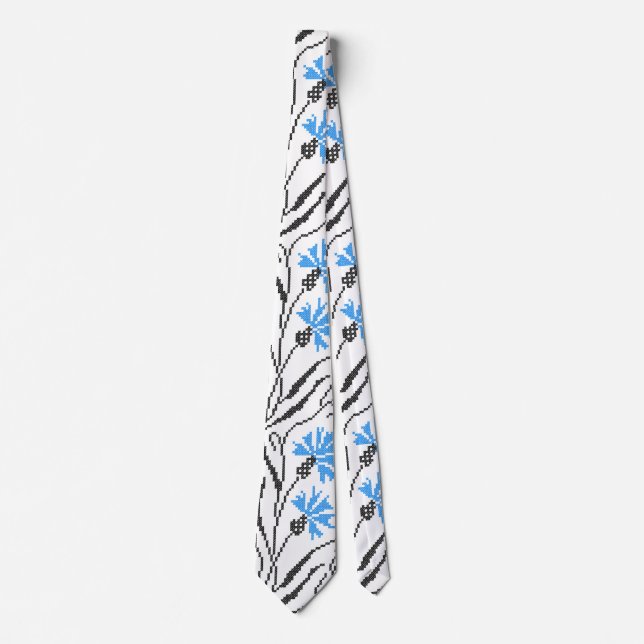 Blå kornblomma, kor-stygn slips (Framsida)