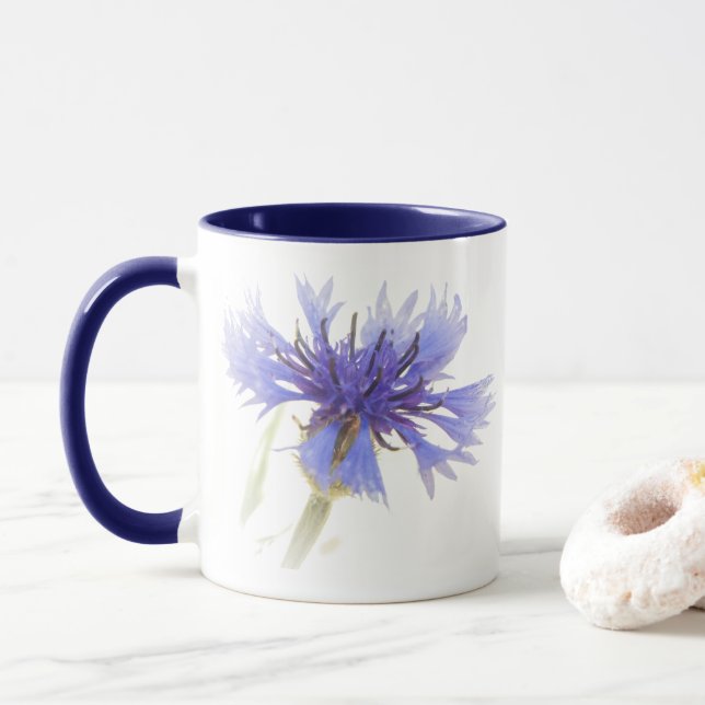 Blå kornblomma Mugg med blå Insida (Med munk)
