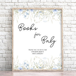 Blå kornblommans babyskor Bokar för Baby Poster