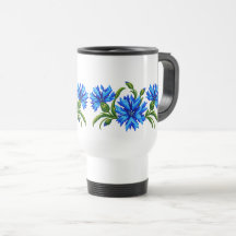 Blå Kornblommor Broderad Look