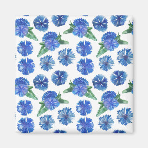 Blå kornblommor med vacker vattenfärg magnet