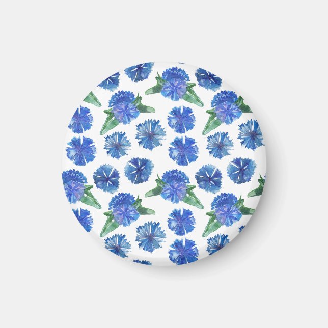 Blå kornblommor med vacker vattenfärg magnet (Framsidan)
