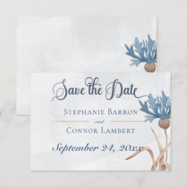 Blå kornblommor och vete Fält Blue Bröllop Spara Datumet