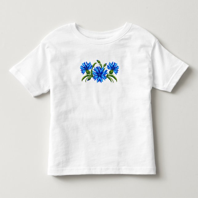 Blå Kornblommor  T Shirt (Framsida)