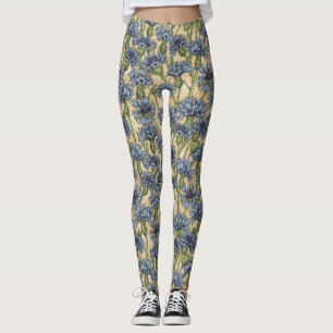 Blå kornblommor, vild blommor på honneyns gult leggings