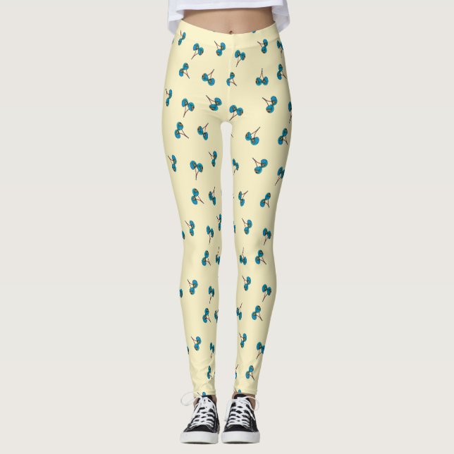 Blå körry Mönster Leggings (Framsida)