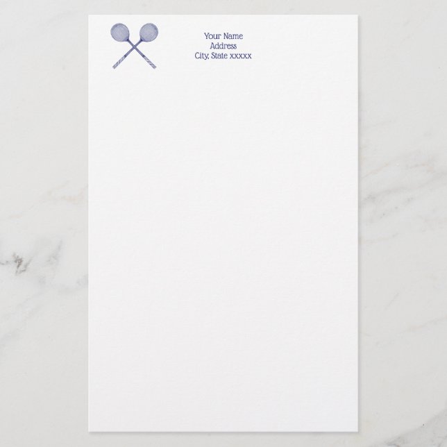 Blå korsade kvadratiska rattar brevpapper (Framsida)