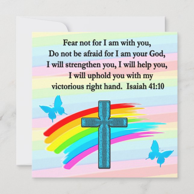 BLÅ KORSET OCH FJÄRIL JESAJA 41:10 INBJUDNINGAR (Framsida)