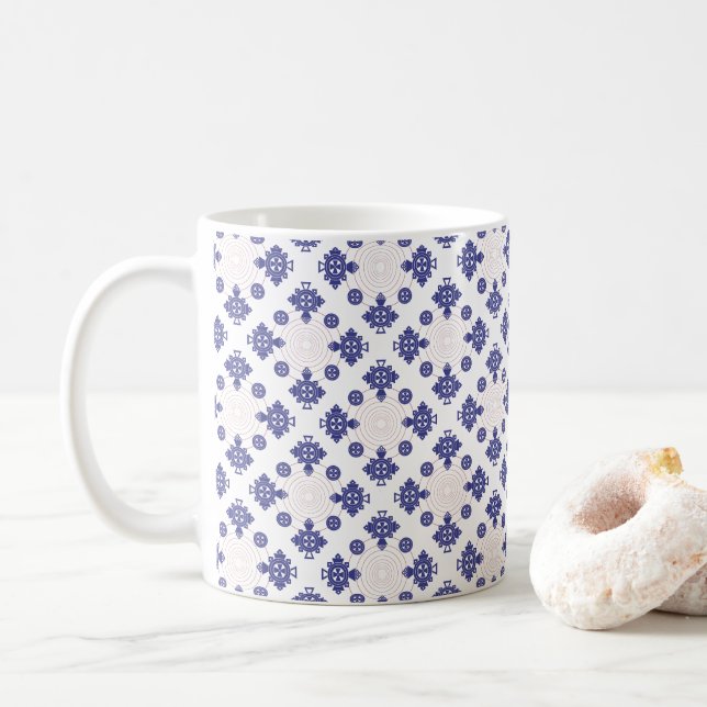 Blå Korshängsmyckelayout Kaffemugg (Med munk)
