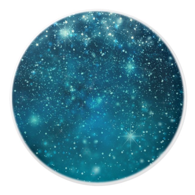 Blå Kosmisk Rymdlig Stjärnhimmel Knopp (Framsidan)