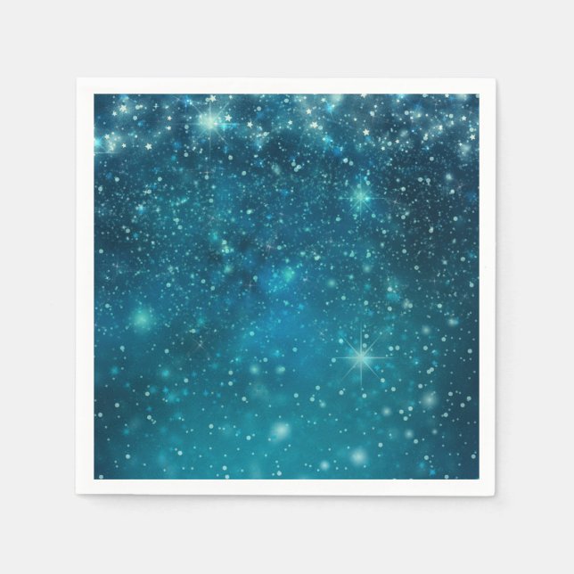 Blå Kosmisk Rymdlig Stjärnhimmel Pappersservett (Framsidan)
