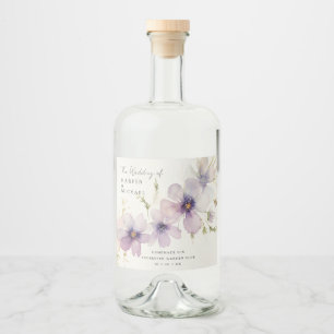 Blå kosmos blommor personlig bröllop spritflaskor etikett