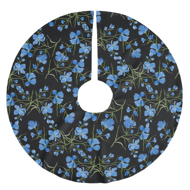 Blå Kosmosblommor Julgransmatta Borstad Polyester (Framsidan)