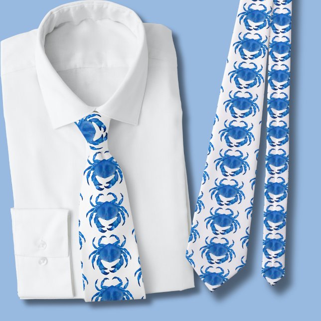 Blå Krabb Mönster Slips (Blue crab tie)