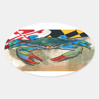 Blå krabba av Maryland Ovalt Klistermärke