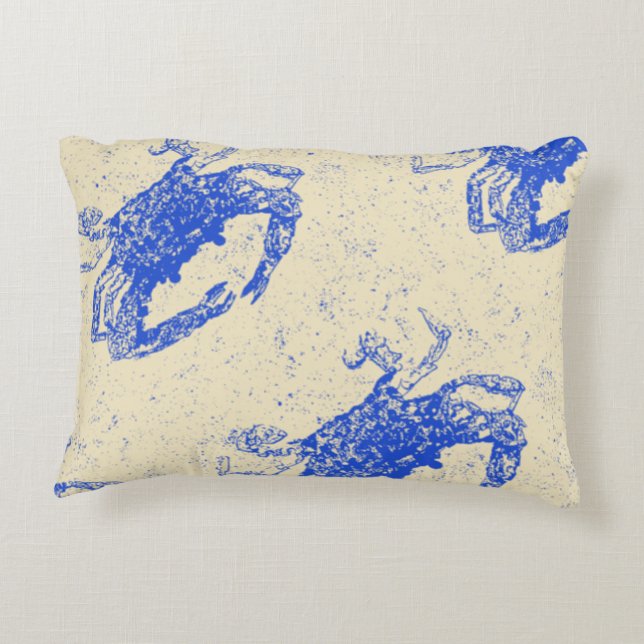 Blå krabba för kustdekoration prydnadskudde (Baksidan)