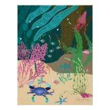 Blå Krabba Havsträdgård 20" x 26.67"