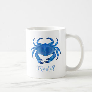 Blå krabba, kräftdjur kaffemugg