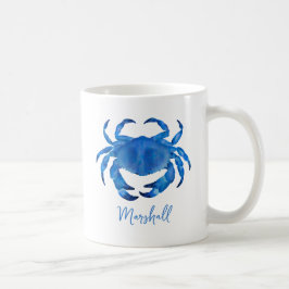Blå Krabba Krustadjur Strand Kaffemugg