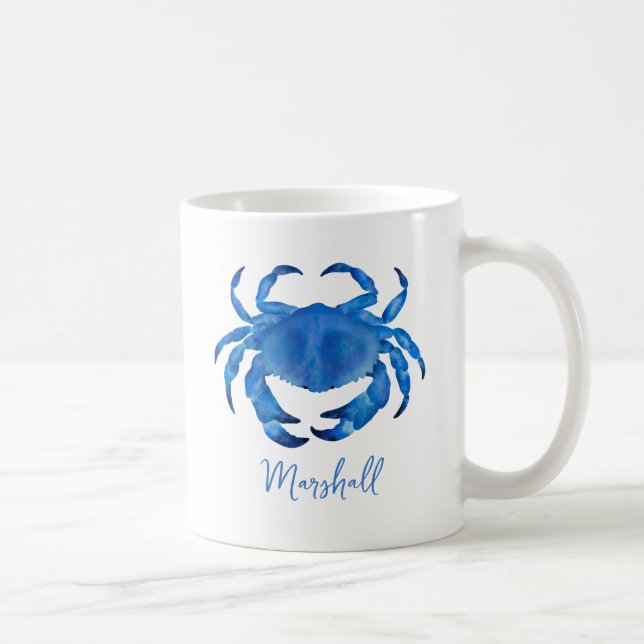 Blå Krabba Krustadjur Strand Kaffemugg (Höger)