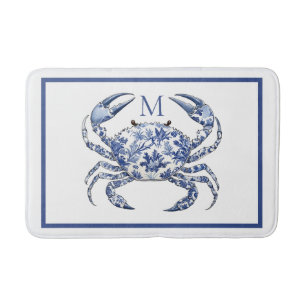 Blå Krabba Kustnära Nautilus Monogram Badrumsmatta