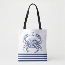 Blå Krabba Kustnära Nautilus Monogram Kasse