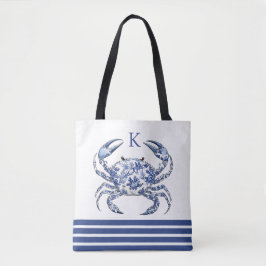 Blå Krabba Kustnära Nautilus Monogram Kasse Tygkasse