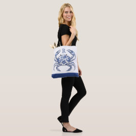 Blå Krabba Kustnära Nautilus Monogram Tygkasse