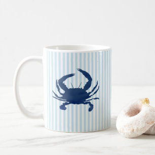 Blå Krabba Marinmålning Blå Randig Konstmugg Kaffemugg