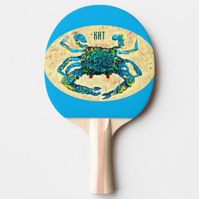 Blå krabba Ping Pong Paddle Pingisracket (Framsidan)