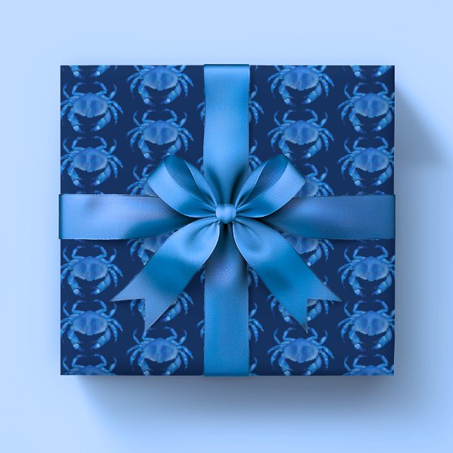 Blå krabba Seaside Ocean mönster Presentpapper (Blue crab wrapping paper rolls)
