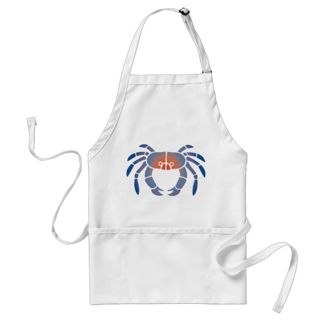 Blå krabba Stencil Apron Förkläde (Framsidan)