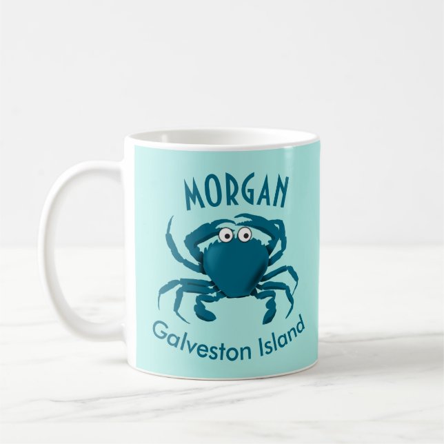 Blå Krabba Strand Kaffe Mugg (Vänster)