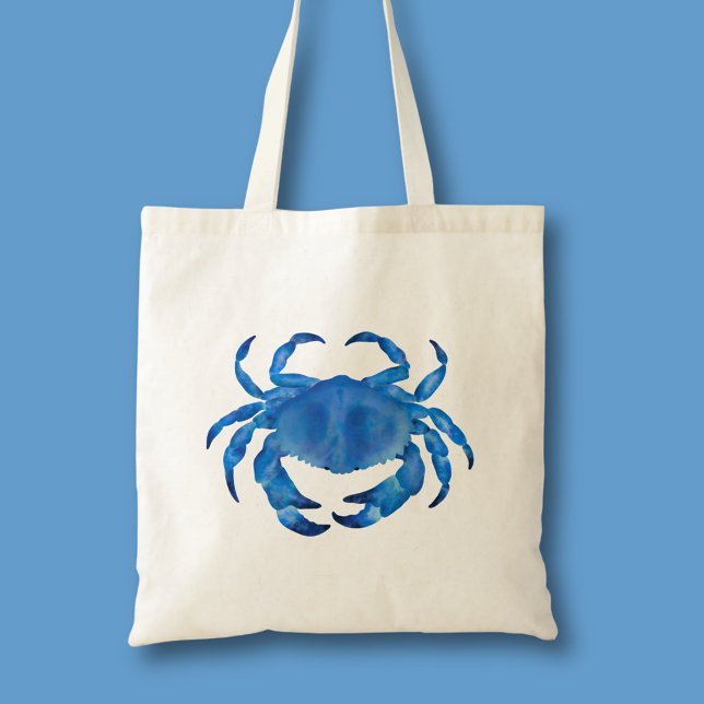 Blå krabba tygkasse (Blue crab tote bag)