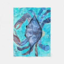 Blå krabba, ull, filt