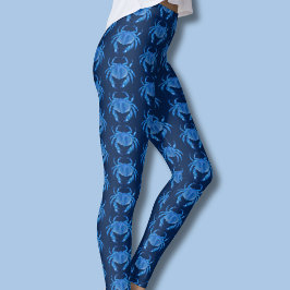 Blå Krabbmönster Leggings