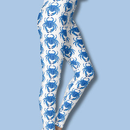 Blå Krabbmönster Leggings