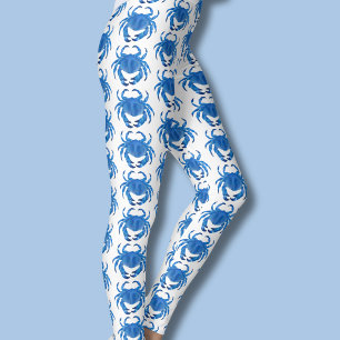 Blå Krabbmönster Leggings