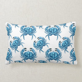 Blå krabbor Classic Seaside Mönster Lumbarkudde