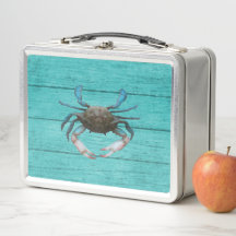 Blå krabbturkos Metall Lunchbox