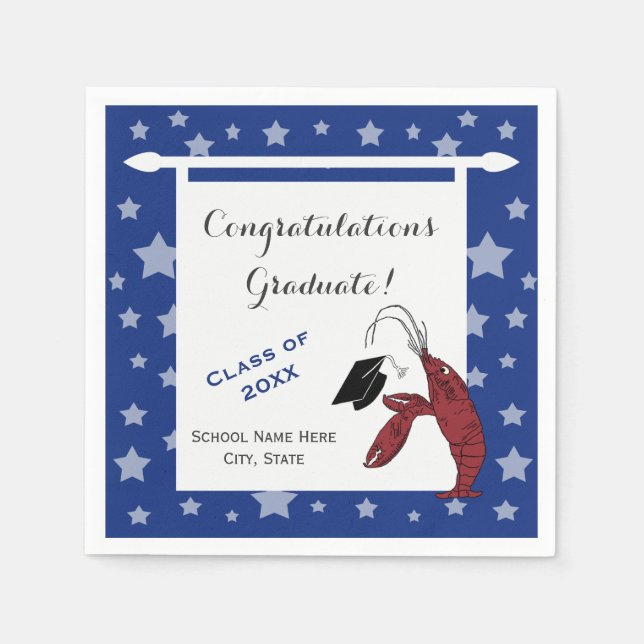 Blå Kräftor/Lobster Stars Studenten Pappersservett (Framsidan)