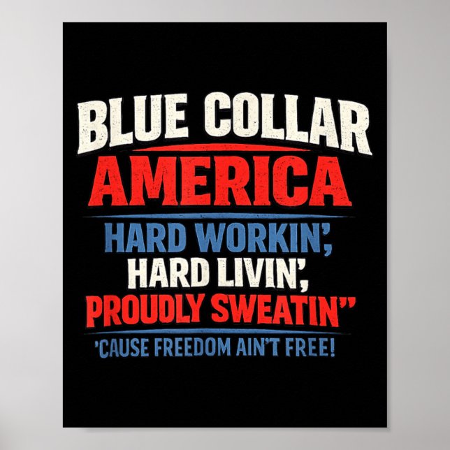 Blå Krage Amerika Flygande Bisonrel Patriotisk 4:e Poster (Framsidan)