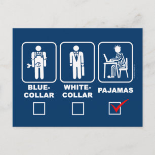 Blå krage, vit krage eller pyjamas vykort