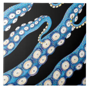Blå kraken Octopus Tentacles Art Kakelplatta