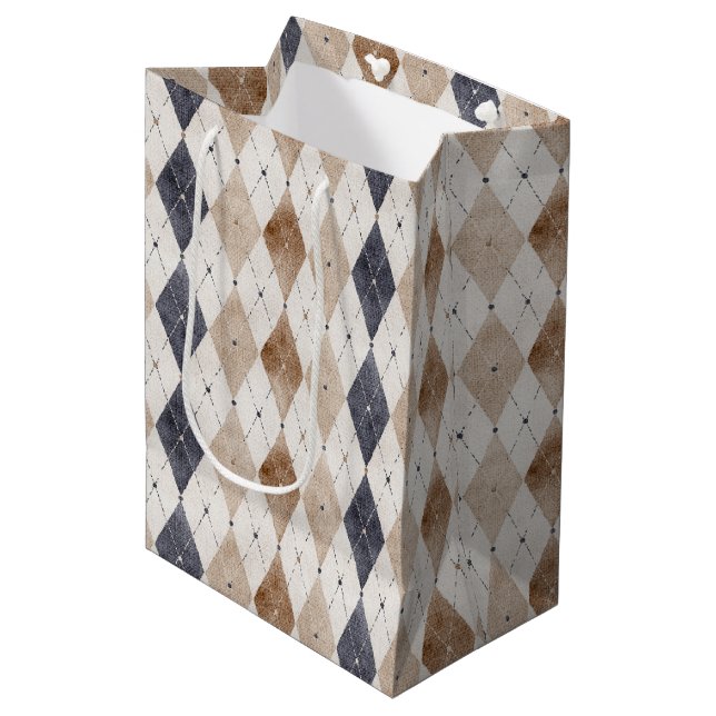 Blå Kräm Argyle Fars Dag (Framsidan Vinklad)