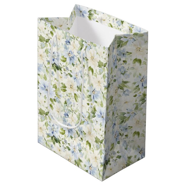Blå Kräm Blommig Bröllopsdusch   (Framsidan Vinklad)