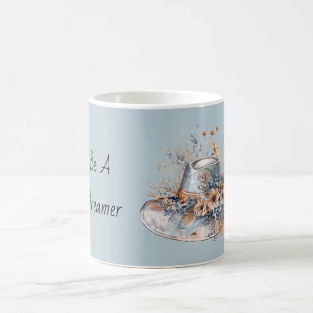 Blå Kräm Blommig Hatt Drömmare Kaffemugg (Center)