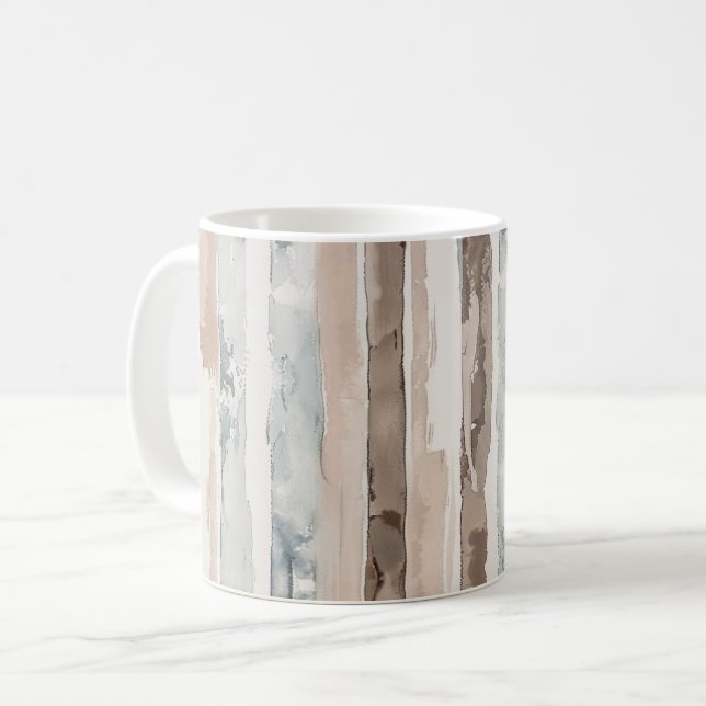 Blå Kräm Brun Ränder   Kaffemugg (Framsida vänster)