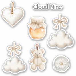 Blå Kräm Cloud Nine Baby Shower eller Bara För att Klistermärken